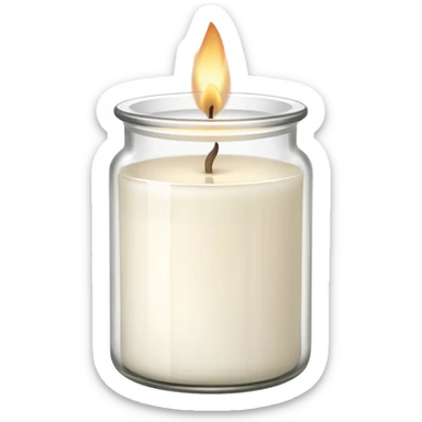 ultra minimal icon of a cream-white candle in a simple glass jar labeled “cotton”, three small flames, clean lines, soft neutral tones, modern elegant vector style, transparent background sticker