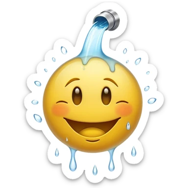 scared smiley face with water being poured down its throat sticker