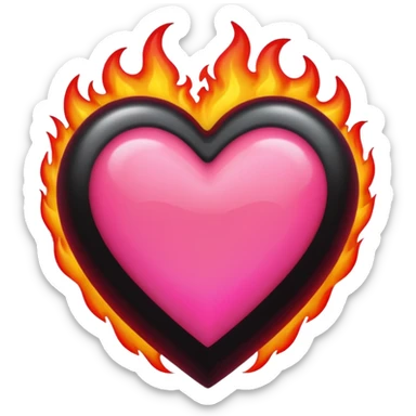 Black, red, hot pink heart make it way more flashy, lightly wreathed in flame  sticker