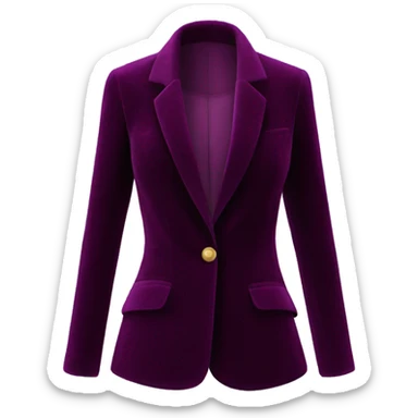 Realistic isolated open dark purple wine color velvet feminine fashion blazer jacket.  sticker