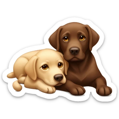 Blonde Labrador and chocolate brown Labrador lying on each other sticker