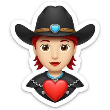 Puedes hacer el órgano conocido como corazón de humano con  un sombrero de vaquero color negro encima sticker