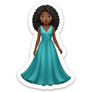 A girl with 4c hair and a long dress sticker