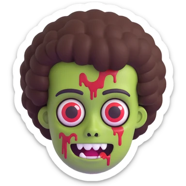 zombie emoji with an afro haircut sticker
