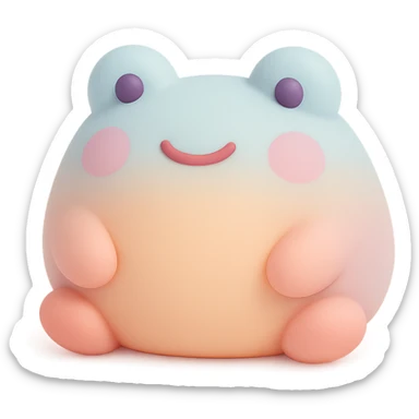 a smiling frog mochi, chubby and green, kawaii expression sticker