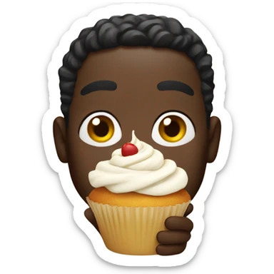 Black guy holding a cupcake  sticker