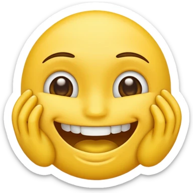 Emoji amoureux tête jaune avec un sourire et le doigt sur les dents  sticker