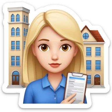 Girl building resume sticker