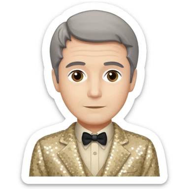 Jeremy Slate, Actor (1926-2006) with gray-brown hair, beige sequin outfit sticker