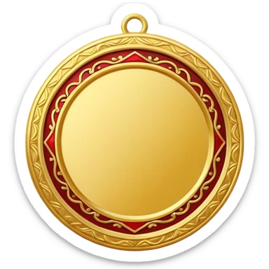 JUST THE CIRCLE  golden medal with a glossy finish, central empty space, details in border  sticker