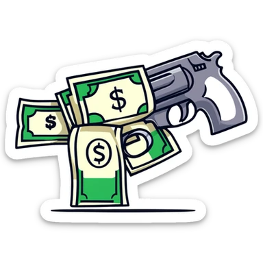 money gun spraying cash sticker