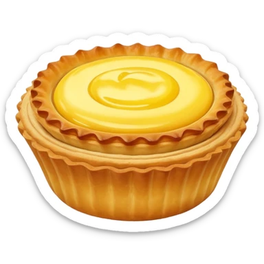 Hong Kong egg tart with flaky crust and yellow custard filling sticker