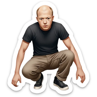 Jackson pollock the abstract artist flicking black white and red paint onto a canvas on the ground sticker