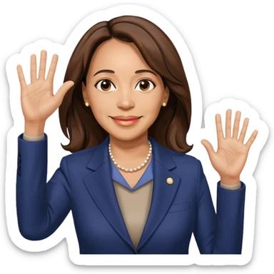 Kamala Harris waving with one hand, natural and relaxed sticker