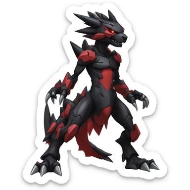  Cool Edgy Black Red Digimon-Fakemon-Garurumon full body sticker