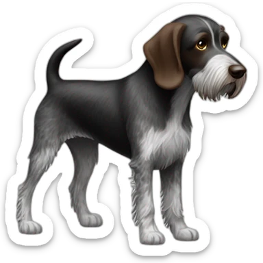 German Wirehaired Pointer dog black and white sticker