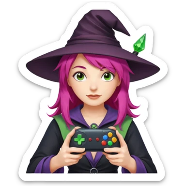 colored hair gamer witch game pad controller sticker