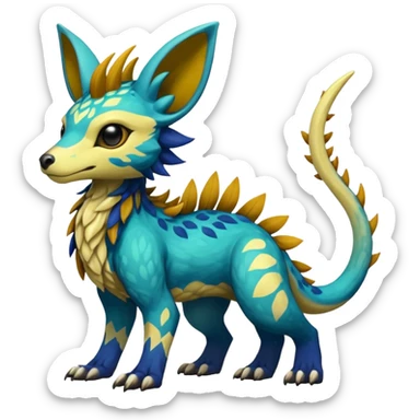 Rare realistic exotic cute epic pretty beautiful handsome gorgeous aesthetic colorful vibrant Vernid-Protogen-Primagen-Wickerbeast-species-Fakemon-creature by LiLaiRa, random markings, tufted ears, full body sticker