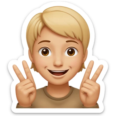 smiling face, mouth closed, both index fingers touching cheeks, no tongue, cheerful pose sticker