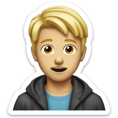 Blonde boy with drool coming out mouth sticker