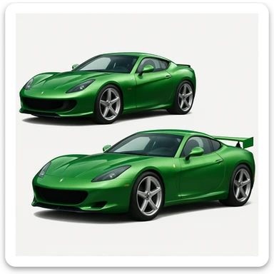 Change the car color to green, keep the rest of the image unchanged. sticker