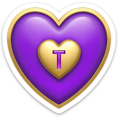 The golden Letter “t” gilded inside a Purple Heart sticker