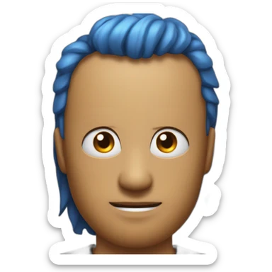 Un mec noir avec des cheveux de couleur bleu et orange moutard sur le visage des symboles doré. Des cornes de bélier orange moutard sticker