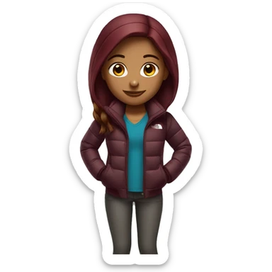 beautiful burgundy straight haired Girl wearing northface full body sticker