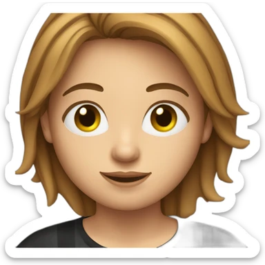 light brown hair woman wearing black stripy t-shirt sticker