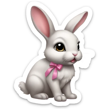 Baby bunny with coquette bow on ear sticker