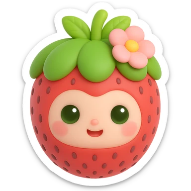 Make the character even softer and cuter, with a more baby-like face, and add a cute hair accessory such as a bow or flower. Keep the 3D kawaii Japanese style, no limbs, only expressive face, and maintain transparent background. The style should resemble 3D kawaii Japanese character design with no limbs and expressive face. sticker