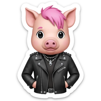 pink haired metalhead pig sticker