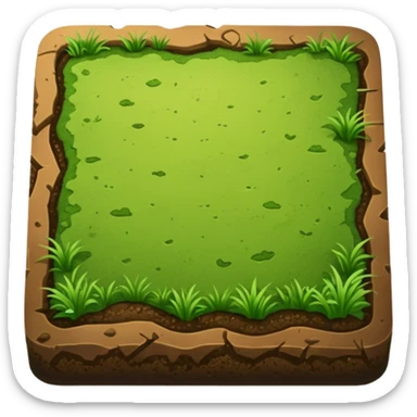 A slice of land. grass on top, dirt on the lower half. in the shape of a slab. square-ish but still quite flat sticker