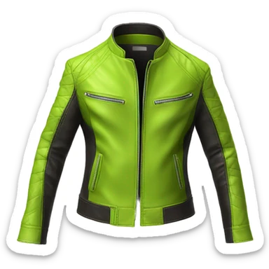 Realistic isolated side view of an open lime green fashion leather jacket. sticker