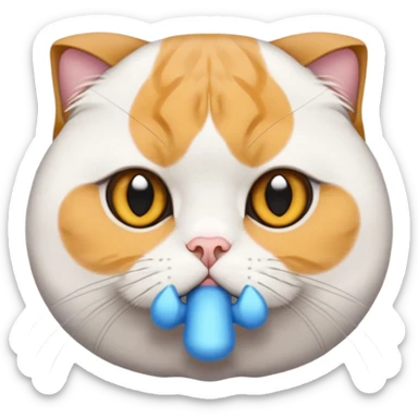 o fata bruneta cu ochii inchisi care tine in brate un scotish fold alb cu ochii galbeni  sticker