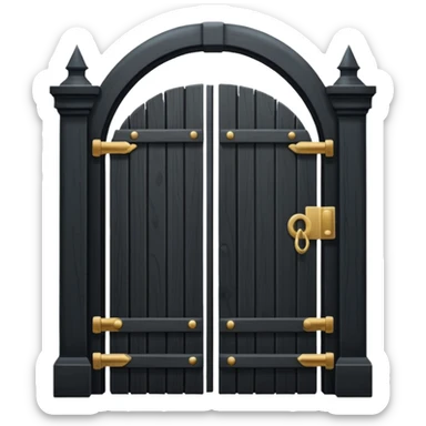 iOS emoji, minimal dark gate, sealed door, flat design sticker
