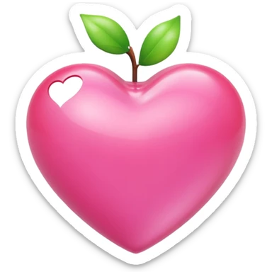 Apple-style 3D emoji of a shiny pink  heart, smooth and glossy surface, simple and elegant design, no background. sticker