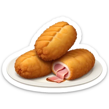 Cinematic Realistic Croquetas Dish Emoji, showcasing crispy, creamy croquettes filled with ham or chicken rendered with lifelike textures and appetizing, dynamic lighting. sticker
