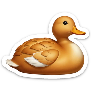 bread loaf shaped like a duck, golden brown crust sticker