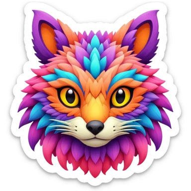 lush warm-colored modern colorful neon-colored Fakémon-Trico-creature sticker
