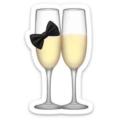 A champagne glass with a black bow on stem sticker