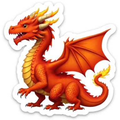 a red wales dragon with breathing fire sticker