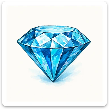Сгенерируй мне Бриллиант, в чуть рисованном стиле. На чисто белом фоне. БЕЗ НАДПИСЕЙ. Но при этом объмная и яркая sticker