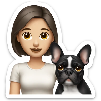 Brunette with French bulldog sticker