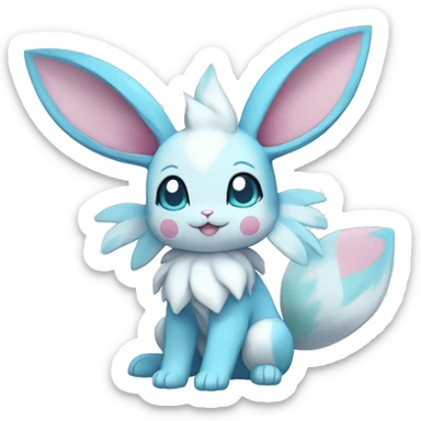 Kawaii Chibi Sylveon-Bunny-Glaceon-Vaporeon-Pokémon full body sticker