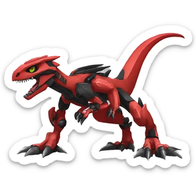  Cool Edgy Black Red Digimon-Fakemon-Guilmon-Velociraptor-Dragon-Mecha full body sticker