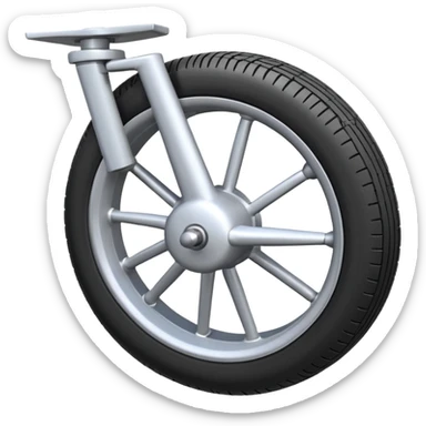 Emoji-style aircraft landing gear with a single wheel and strut, simplified design, clean lines, cartoon-like, isolated on white background, minimal shading sticker