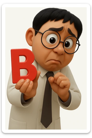 Add the letter B held in the character's hand, keeping the original cartoon style and pose exactly the same. Only add the letter B, do not change anything else. sticker
