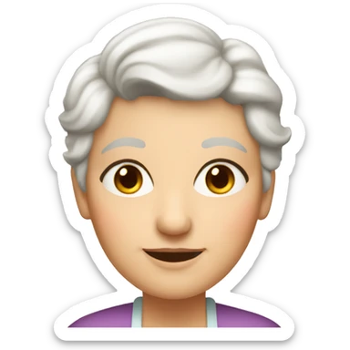 grandma with very sort blonde hair cooking with no glasses and brown eyes sticker