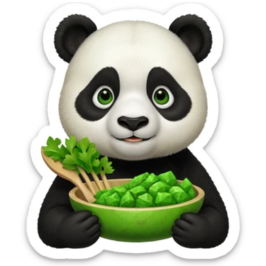 Teacher Panda eating green meat sticker